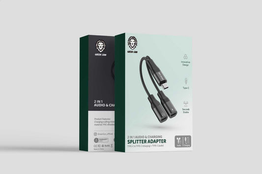 GREEN LION SPLITTER ADAPTER 2 IN 1 AUDIO & CHARGING LIGHTNING