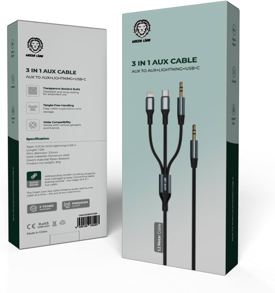 GREEN LION 3IN1 AUX CABLE