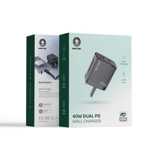 GREEN LION 40W DUAL PD WALL CHARGER WITH WIRE